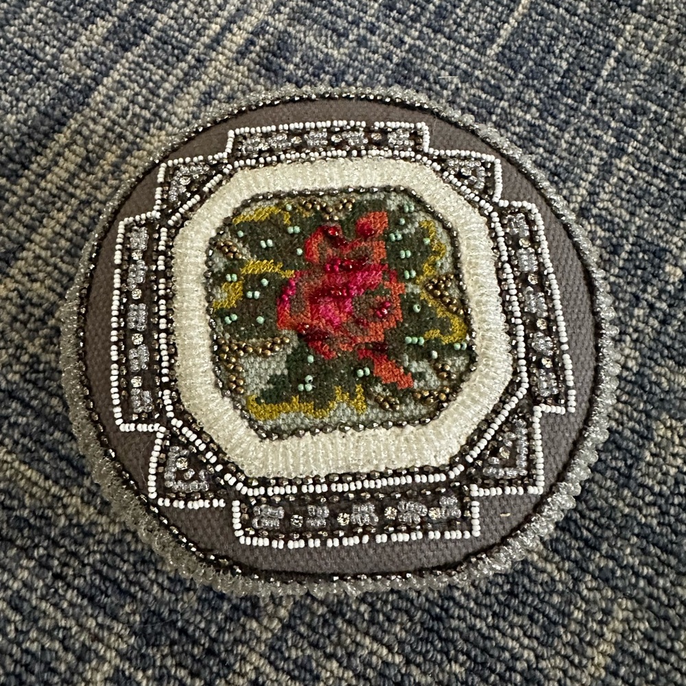 Embroidered Floral Anthropologie clutch with optional chain strap